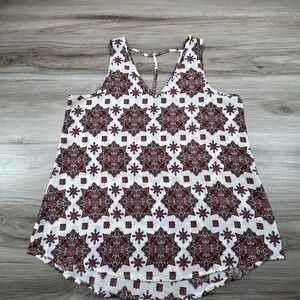 Pink Rose Vintage Boho Medallion Print Tank Top‎ Women's Size M